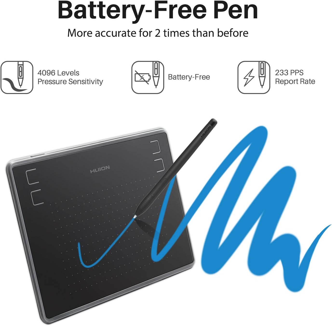 Detalle 2 de HUION Inspiroy H430P Drawing Tablet, 4.8 x 3-inch, 4,096-level pressure