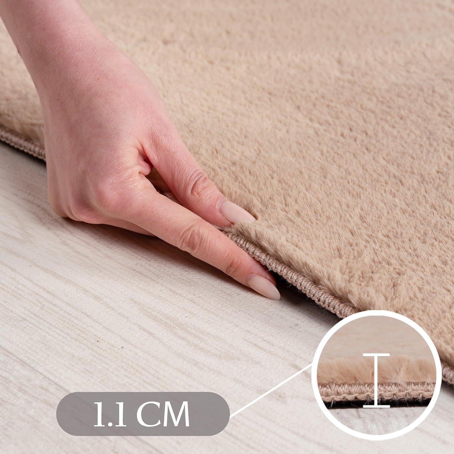 Thumbnail 3 de SIMPEX Alfombra Redonda Beige 200 cm | Suave, Antideslizante y Lavable
