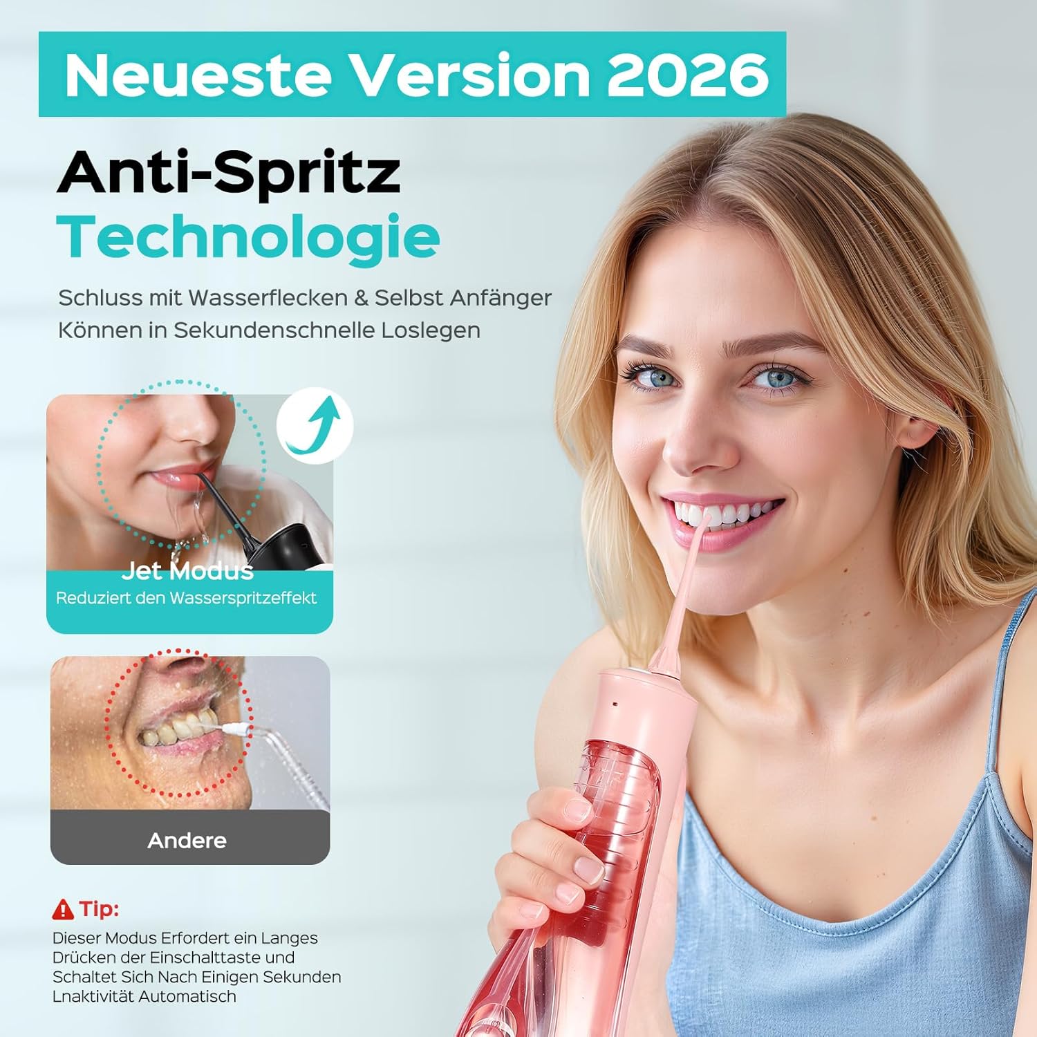 Thumbnail 2 de COSLUS C50 elektrische Munddusche kabellos mit 4 Modi, 20 Intensitäten, IPX7