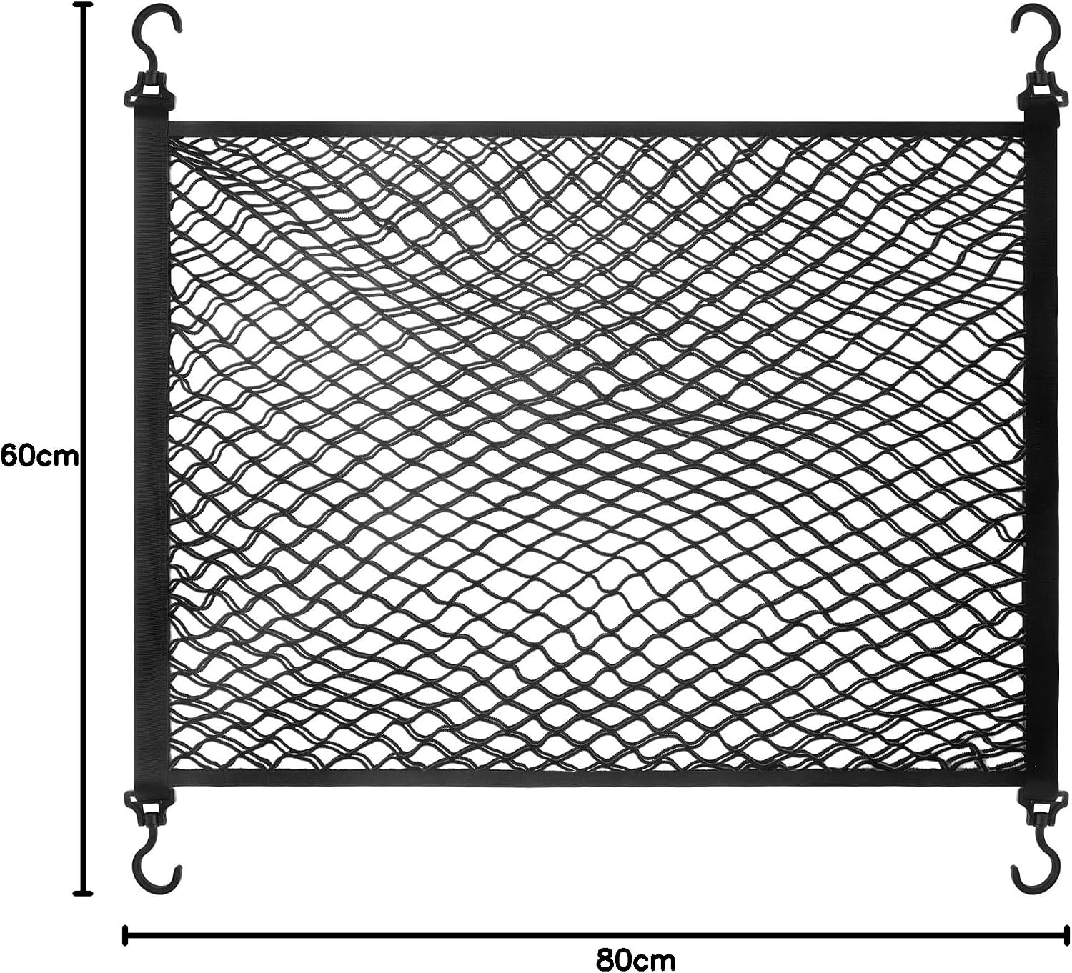 Detalle 2 de YOFADCI Filet rangement voiture extensible 80×60 cm (jusqu’à 120×100 cm) avec 4 grands crochets
