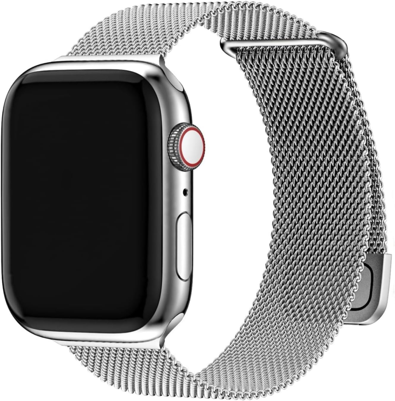 Detalle de Fullmosa Cinturino Metallo Compatibile Apple Watch – 44/46/45/42/49 mm, Acciaio Inossidabile, Argento