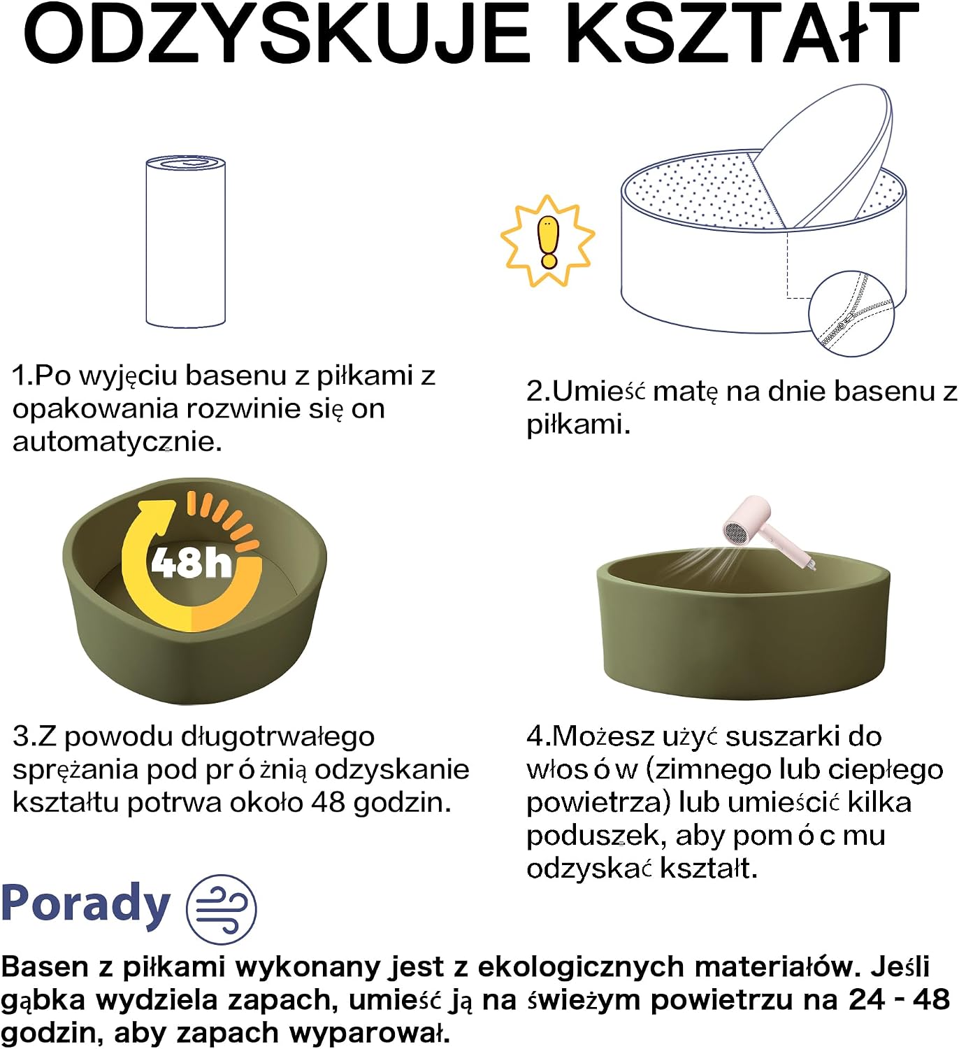 Detalle de Zedachica Bällebad Baby 90 x 30 cm Schaumstoff (Salbei grün), ohne Bälle – für drinnen und draußen ab 1 Jahr