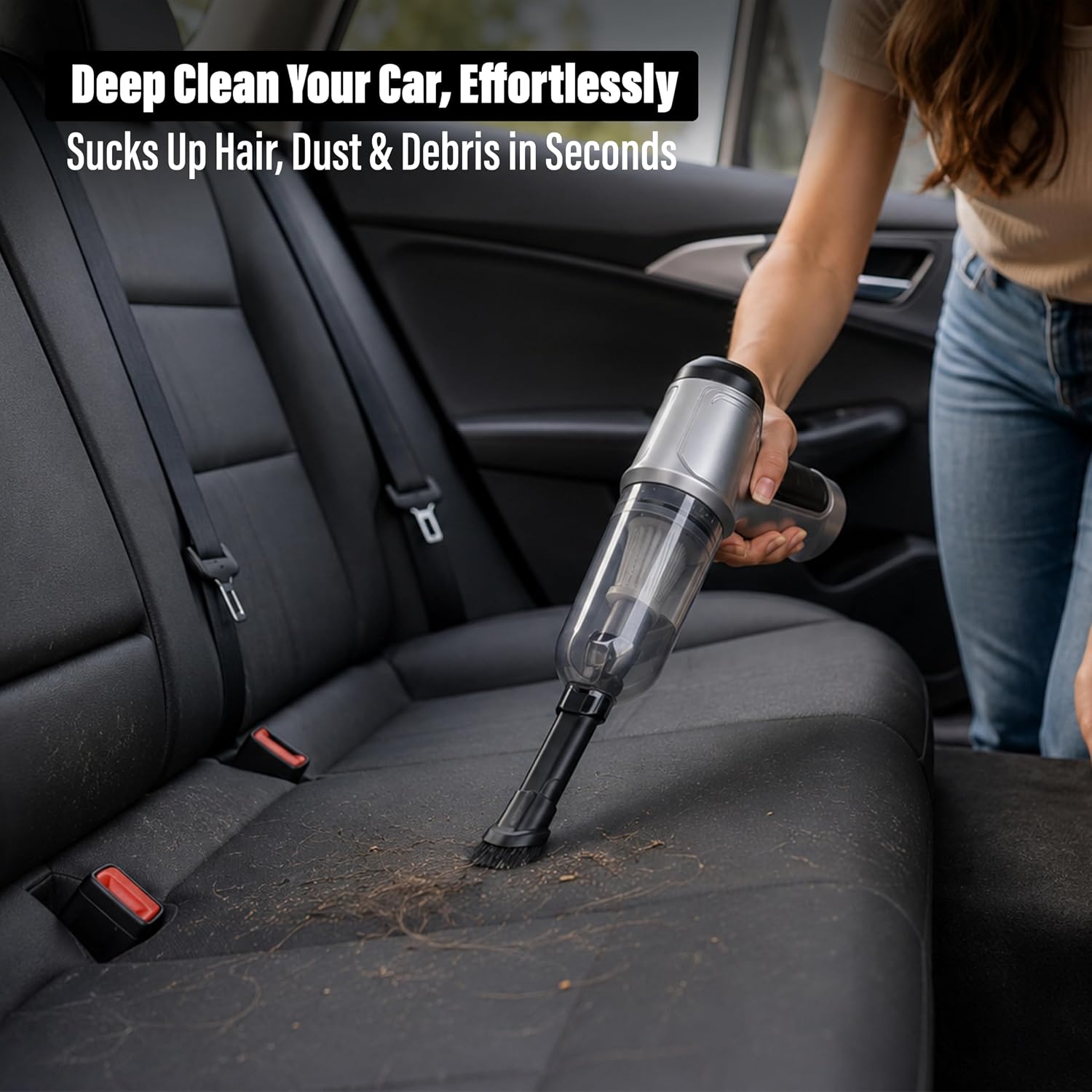 Detalle 2 de EcoNour Handheld Vacuum Cleaner: Powerful 12KPA Suction, 30-Minute Run Time and Portable Cleaning Companion
