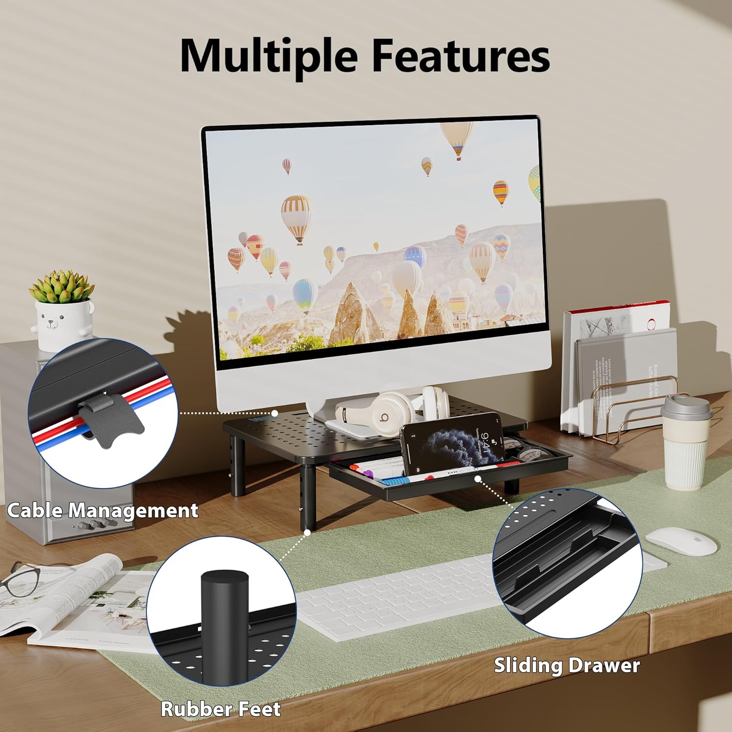 Thumbnail 4 de BONTEC Monitor Stand with Drawer