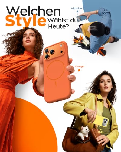Thumbnail 8 de TOCOL Flüssig Silikon-Magnethülle für iPhone 17 Pro in Orange – sicherer MagSafe-Schutz