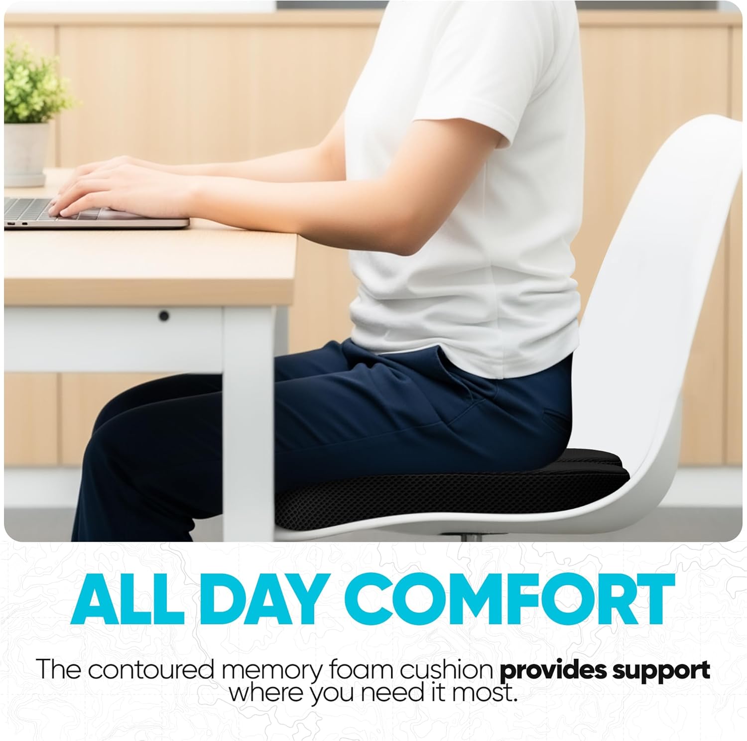 Thumbnail 3 de FORTEM Memory Foam Chair Cushion for Office