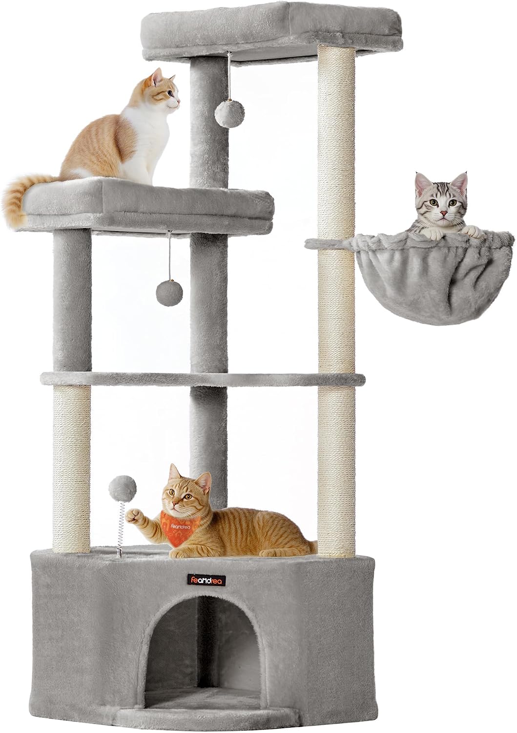 FEANDREA CLAWFY PCT009G01 Cat Tree Tower with Large Cave and Sisal Posts