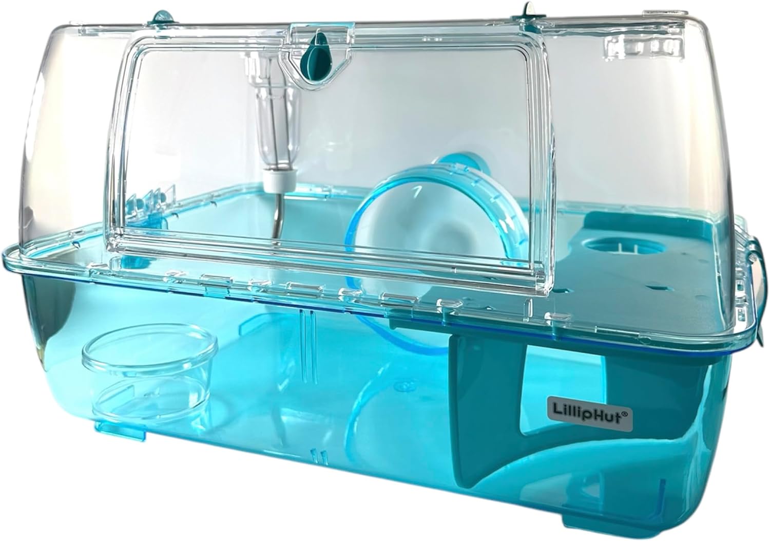Thumbnail 6 de LillipHut Hamster Cage (Blue, Medium) – clear acrylic small animal habitat with wheel & climbing accessories