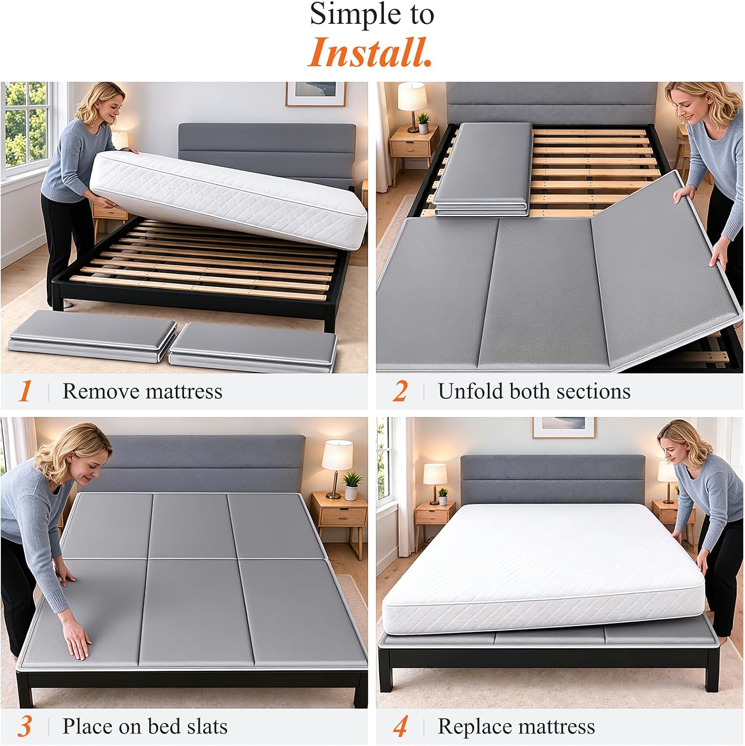 Thumbnail 6 de LAVEVE Heavy Duty 10mm Bunkie Board Queen Size (60'' x 80''): Quiet, Slip-Resistant Support for Any Bed Type
