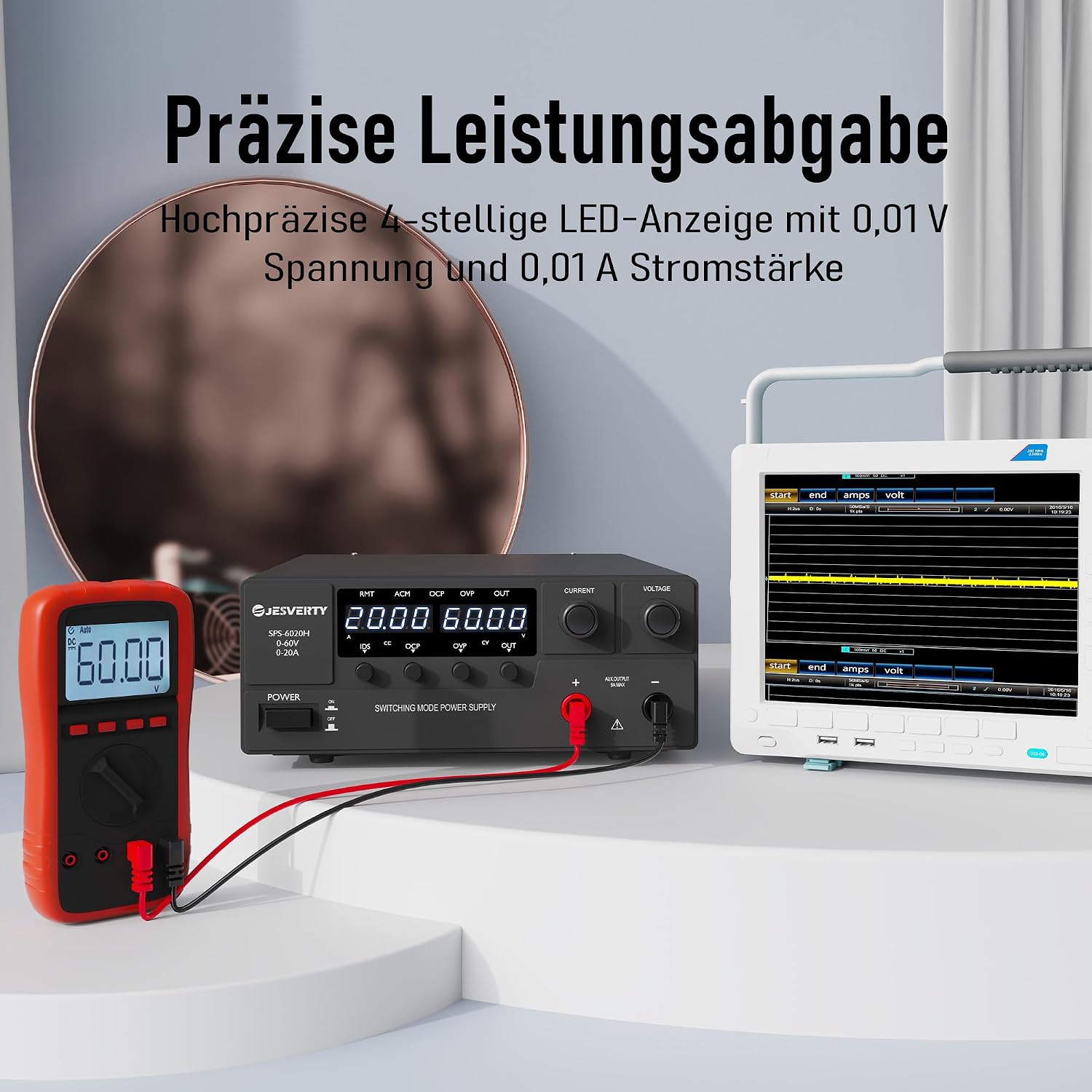 Thumbnail 3 de Jesverty Labornetzteil SPS-H/HP 900W Serie: Variabeles DC-Netzteil 0–60V / 0–20A kompakt mit Encoder-Knopf