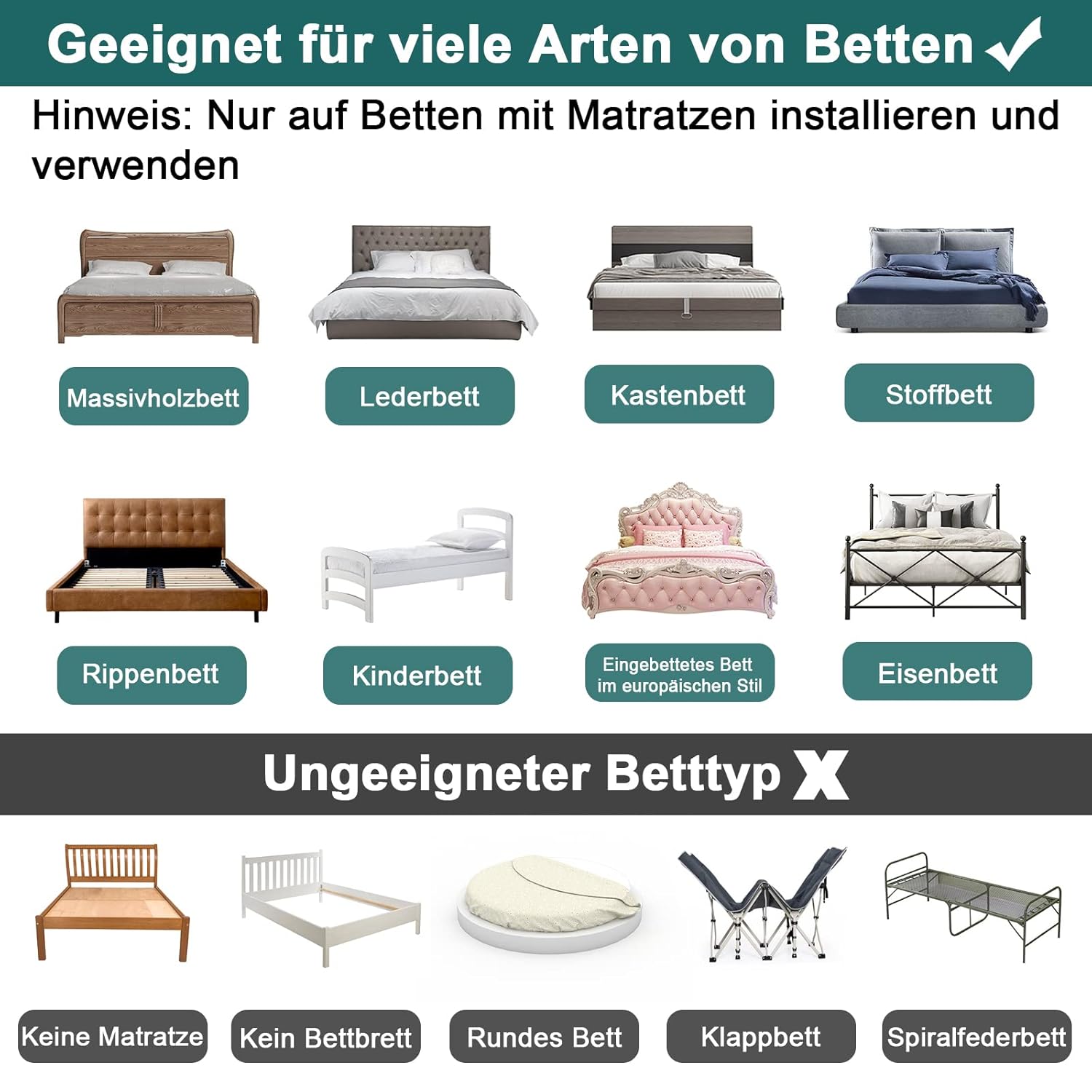 Thumbnail 4 de HENGMEI Bettgitter 60 cm – höhenverstellbar, Rausfallschutz, Leinengrau