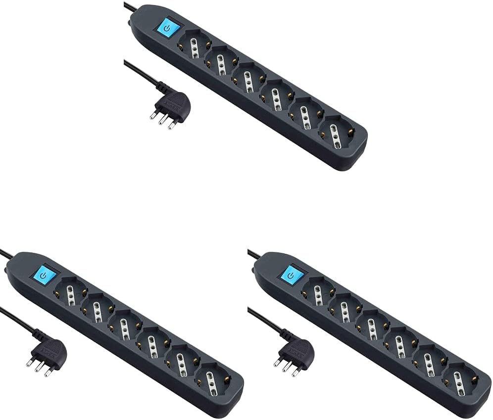 Thumbnail 4 de Electraline 62074 Multipresa 6 posti Polivalenti con Interruttore e Cavo 1,5 m – Nero