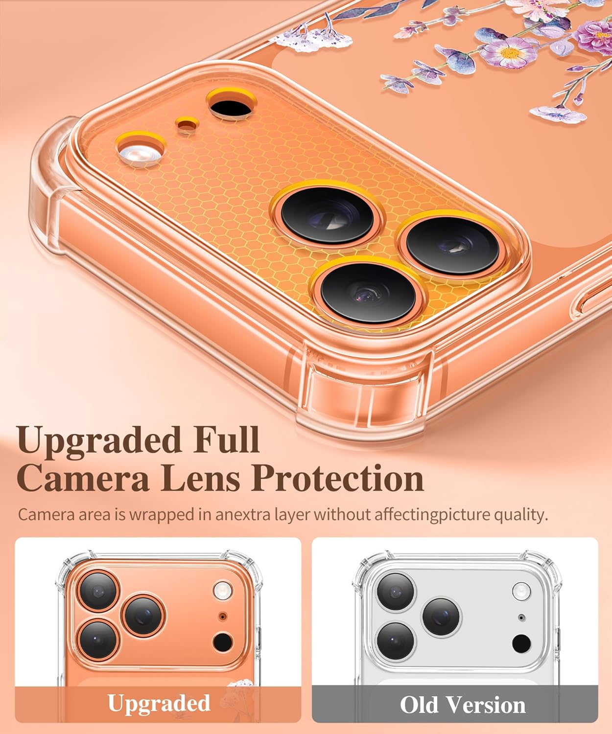 Thumbnail 5 de GVIEWIN Hülle für iPhone 17 Pro Max (6,9") mit Displayfolie, 360° Militärschutz und Blumen-Design