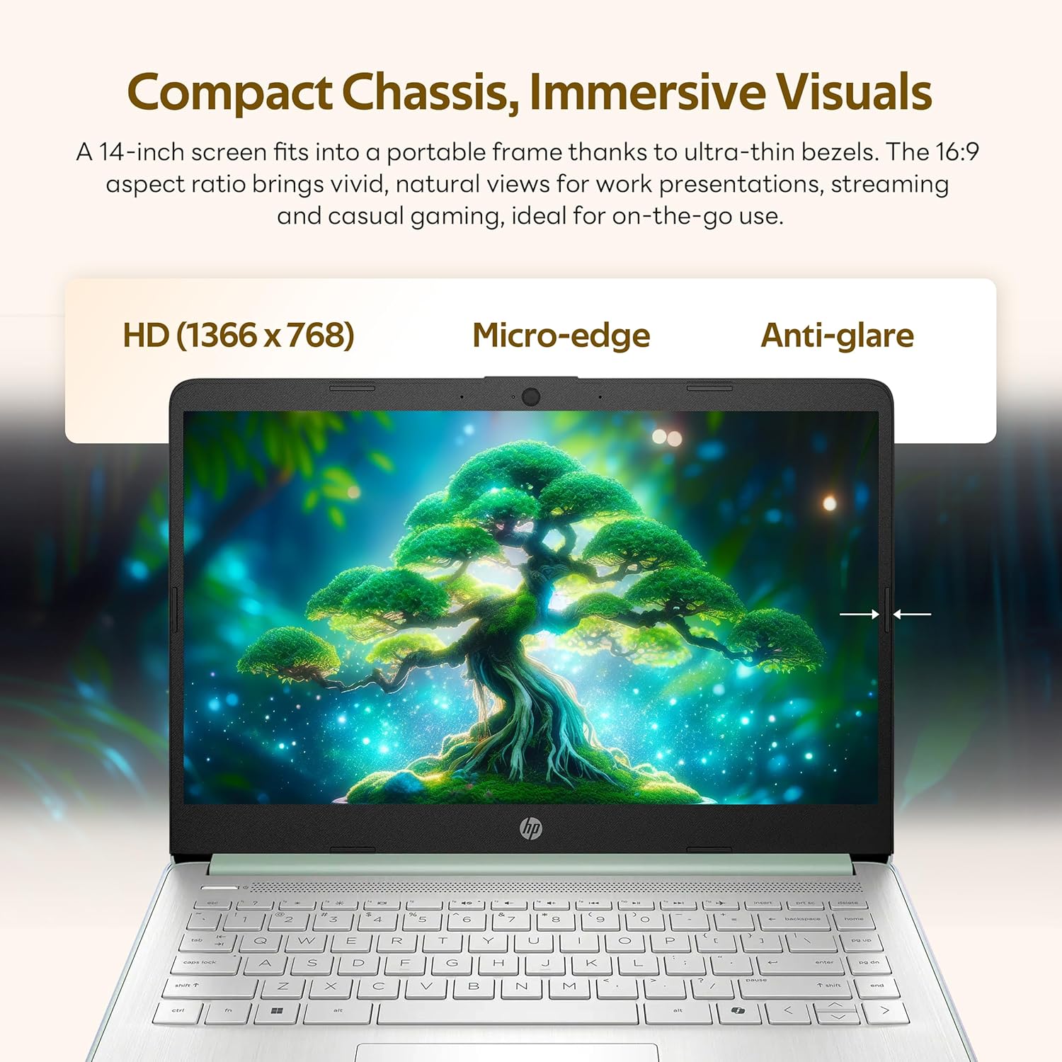 Thumbnail 3 de HP Flagship 14” Student & Business Laptop (13th Gen Intel N150, 4GB RAM, 128GB UFS + 1TB Docking), Windows 11 S, Wi‑Fi 6, Willow Green