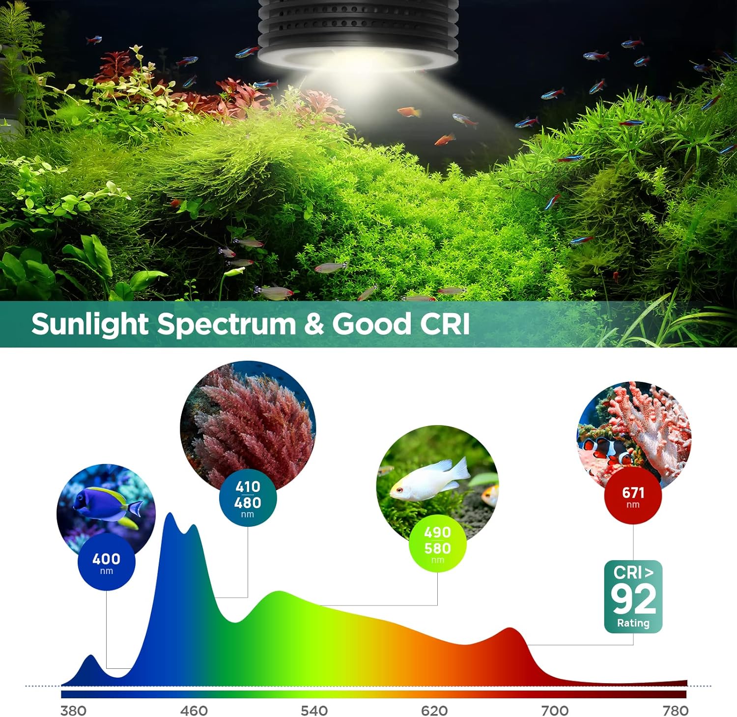 Detalle 2 de Lominie 4-Channel Dimmable LED Aquarium Light with Adjustable Gooseneck