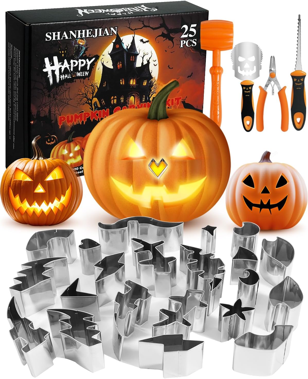 Detalle de SHANHEJIAN Pumpkin Carving Kit, 25-Piece Set