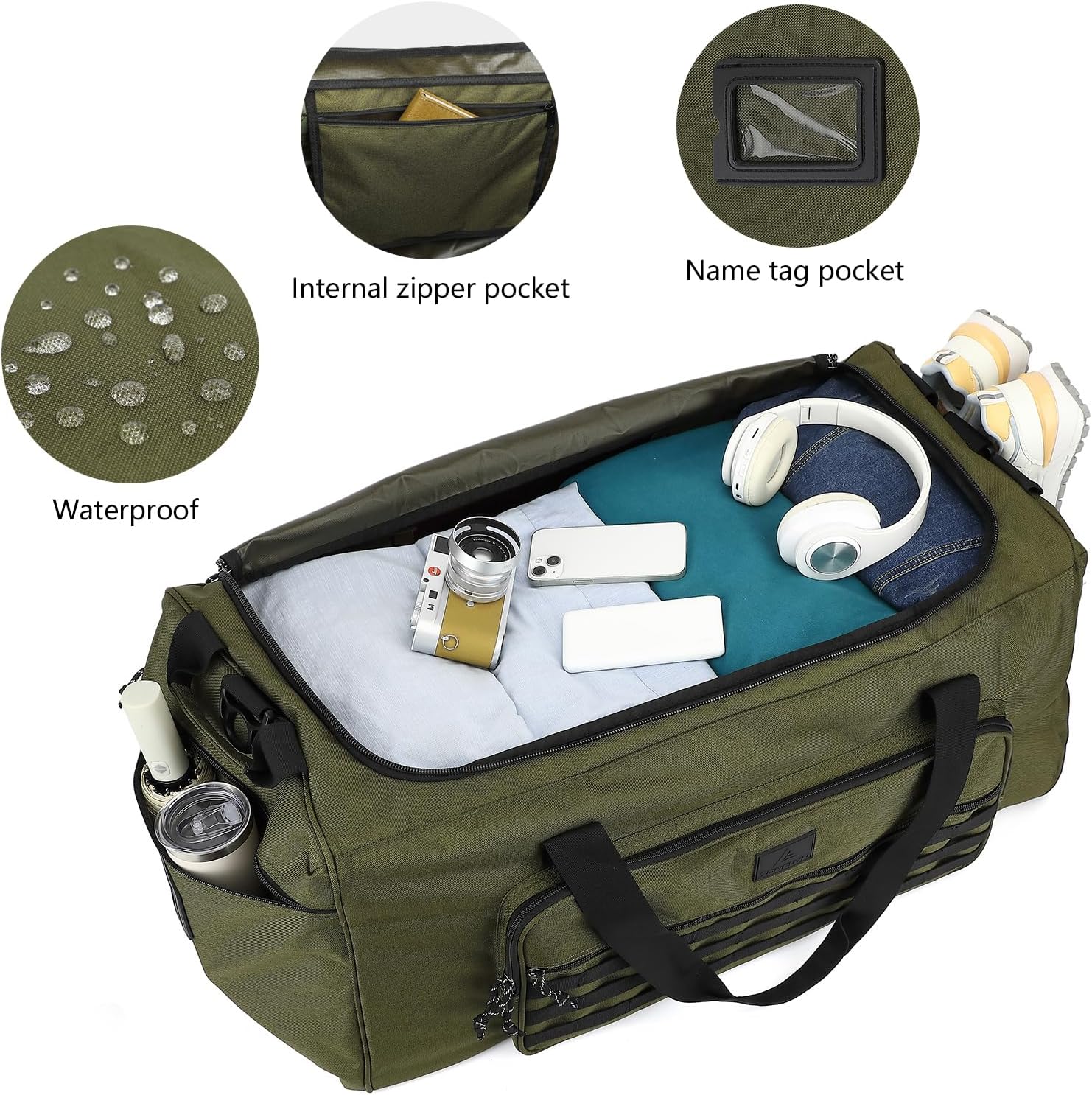 Detalle de Tonruyn 115L Extra Large Gym Duffle Bag, 125L Listed Capacity, MOLLE Webbing
