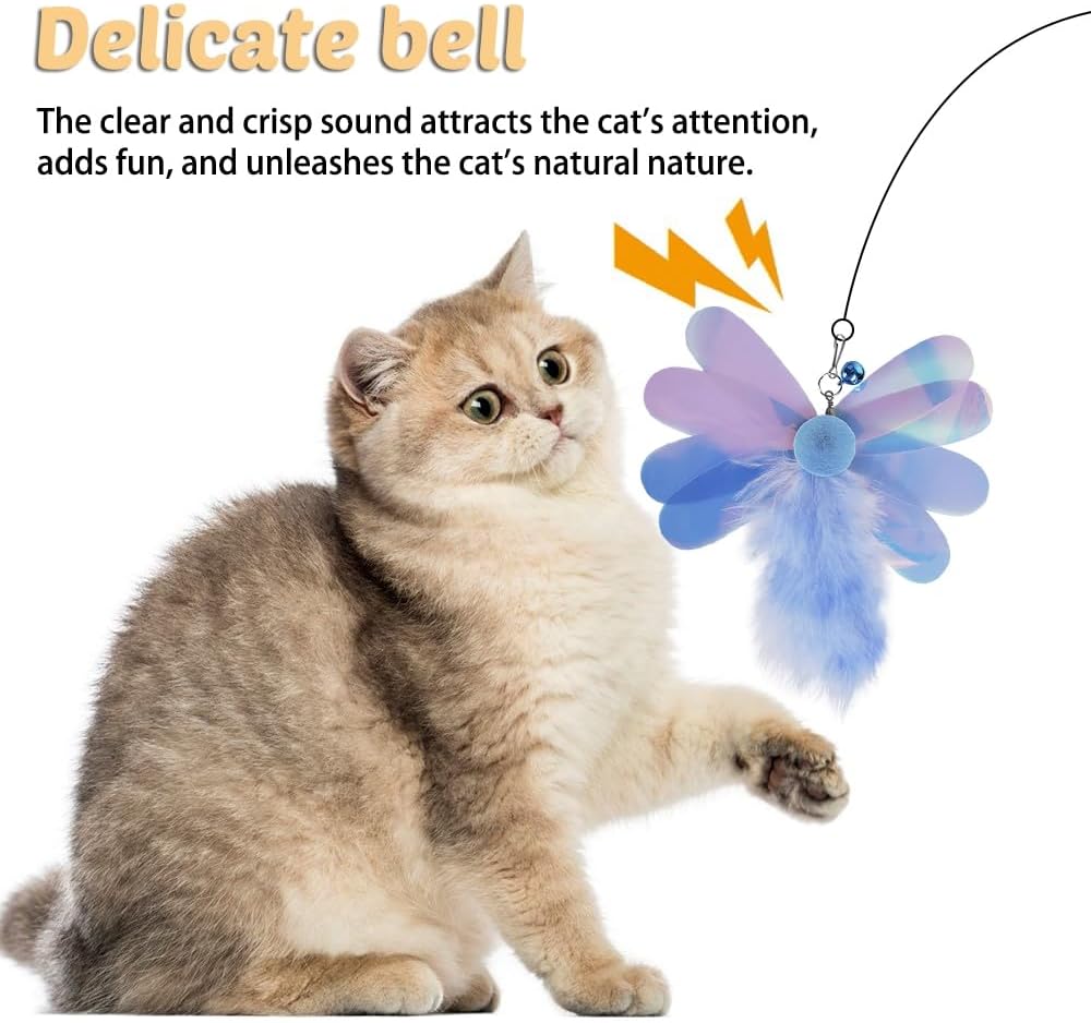 Thumbnail 5 de DONGKER 6 PCS Plush Cat Dragonfly Refill with Bell Buckle Design Kitten Wand Replacement
