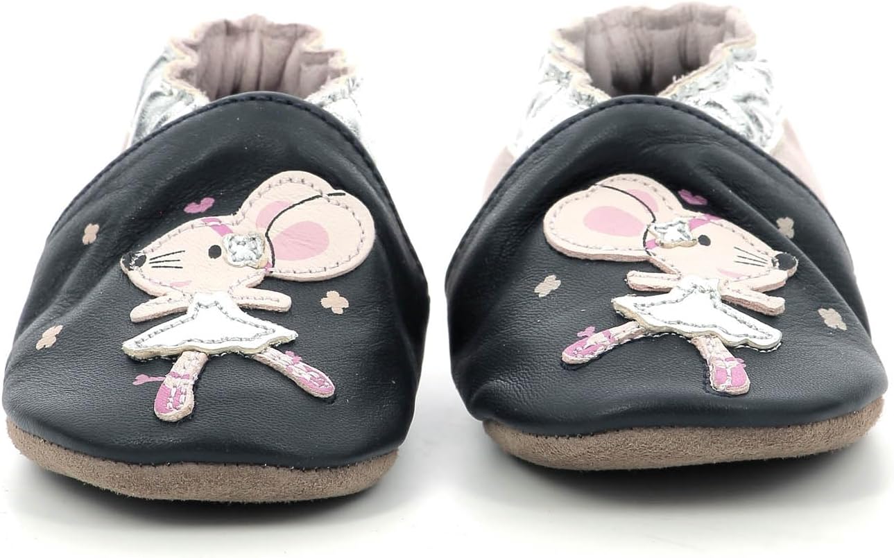Detalle de Robeez Fille Dancing Mouse Chausson – chausson cuir sans talon pour fille