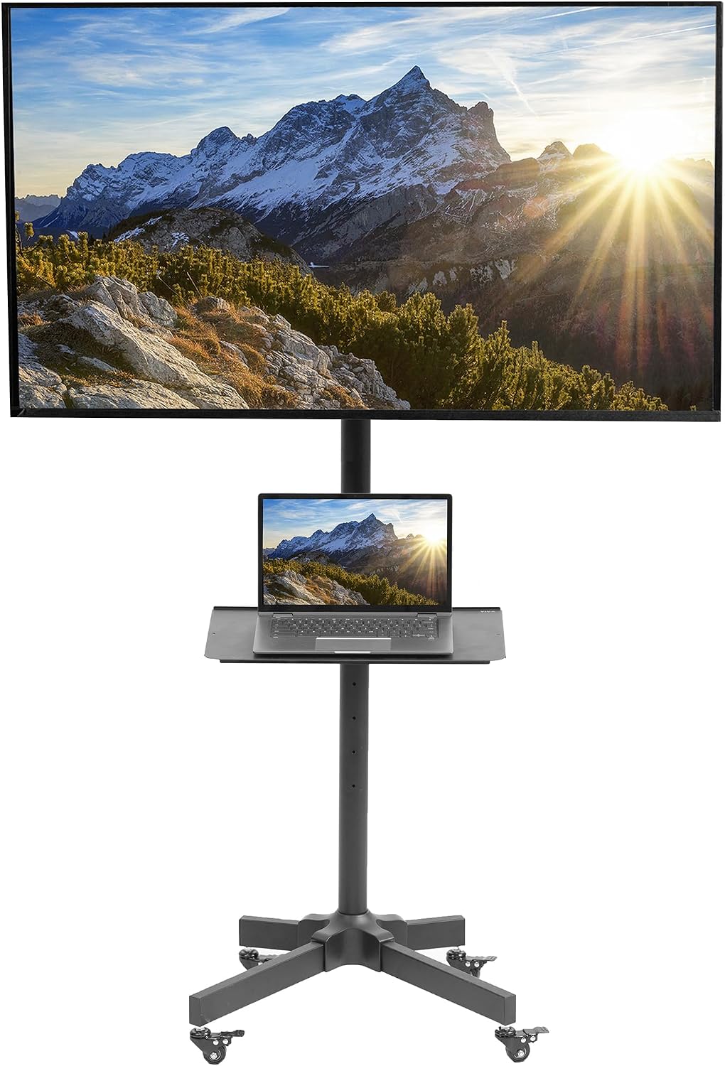 Detalle de VIVO STAND-TV04M Mobile TV Cart for 13–60-Inch Screens, Tilt and Utility Shelf