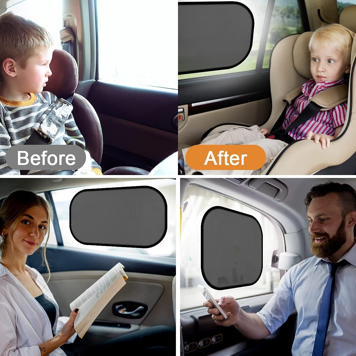 Detalle 2 de URAQT Parasole Auto Bambini, 2 Pezzi Oscuranti per Vetri Auto – Protezione UV e Comfort Daylight