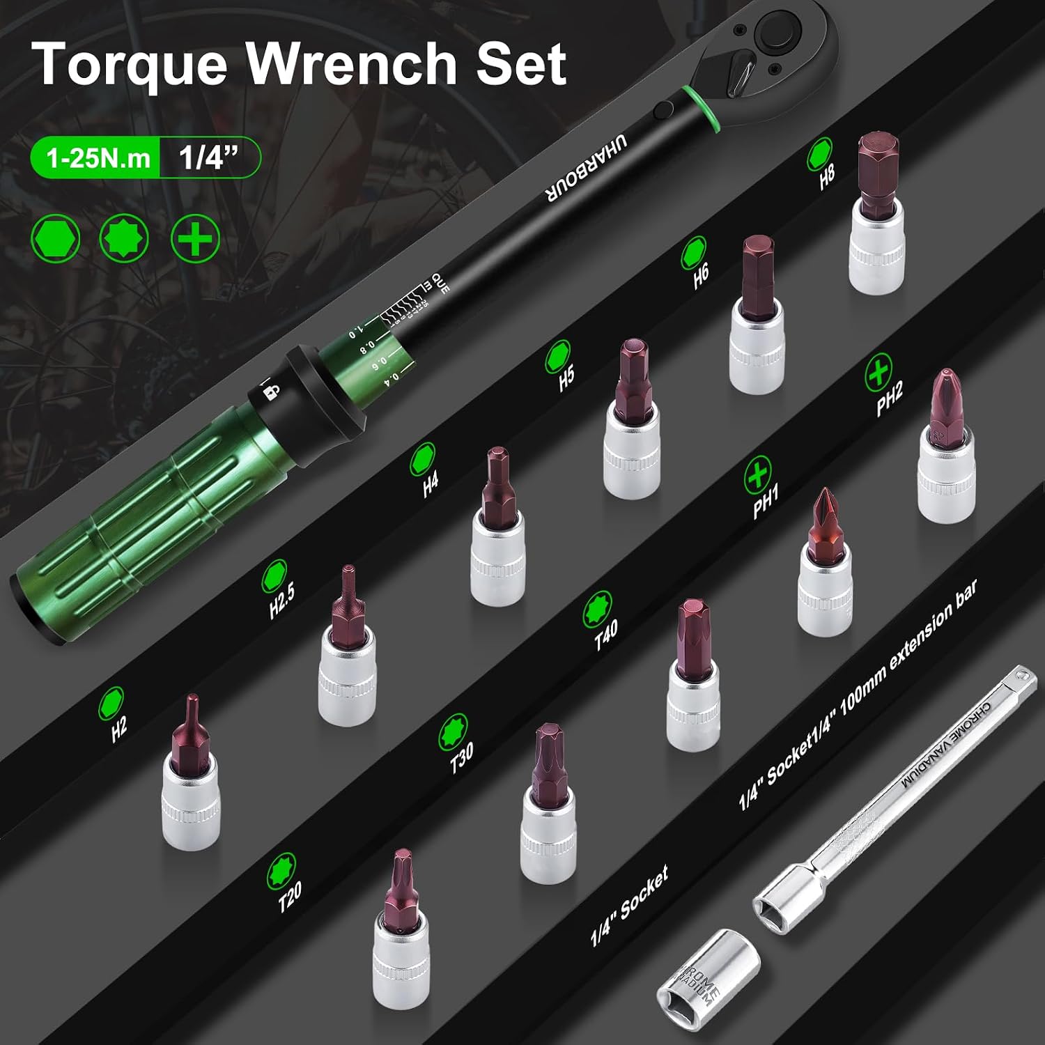 Detalle 2 de Uharbour Torque Wrench 1/4 1–25 Nm