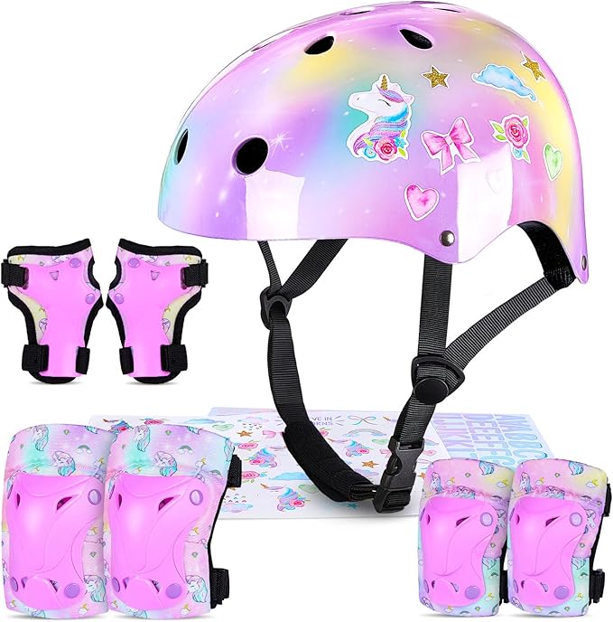 Detalle de MHJY Casco Infantil de Bicicleta con Pegatinas Unicornio 🦄