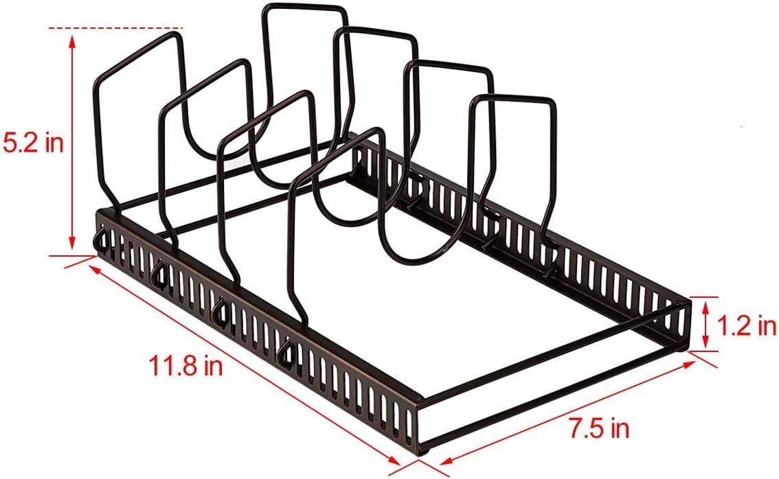 Thumbnail 1 de Toplife Pot Lids Organizer Rack with 7 Adjustable Compartments (Brown)
