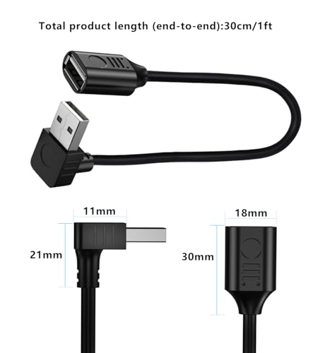 Detalle de LANMINGLEL Cable alargador USB 2.0 90° (2U) – Atope en espacios reducidos