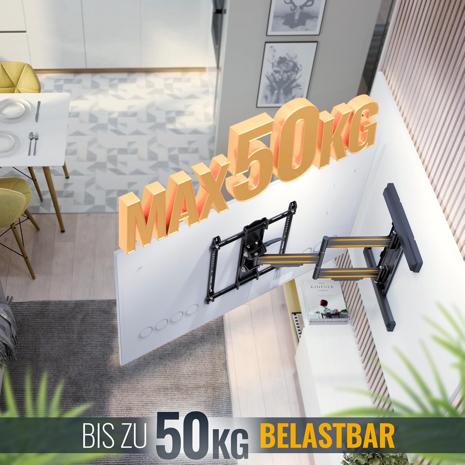 Detalle de RICOO TV Wandhalterung S5744-B – Schwenk- und Neigefunktion für 40–75 Zoll Fernseher, VESA 400x400