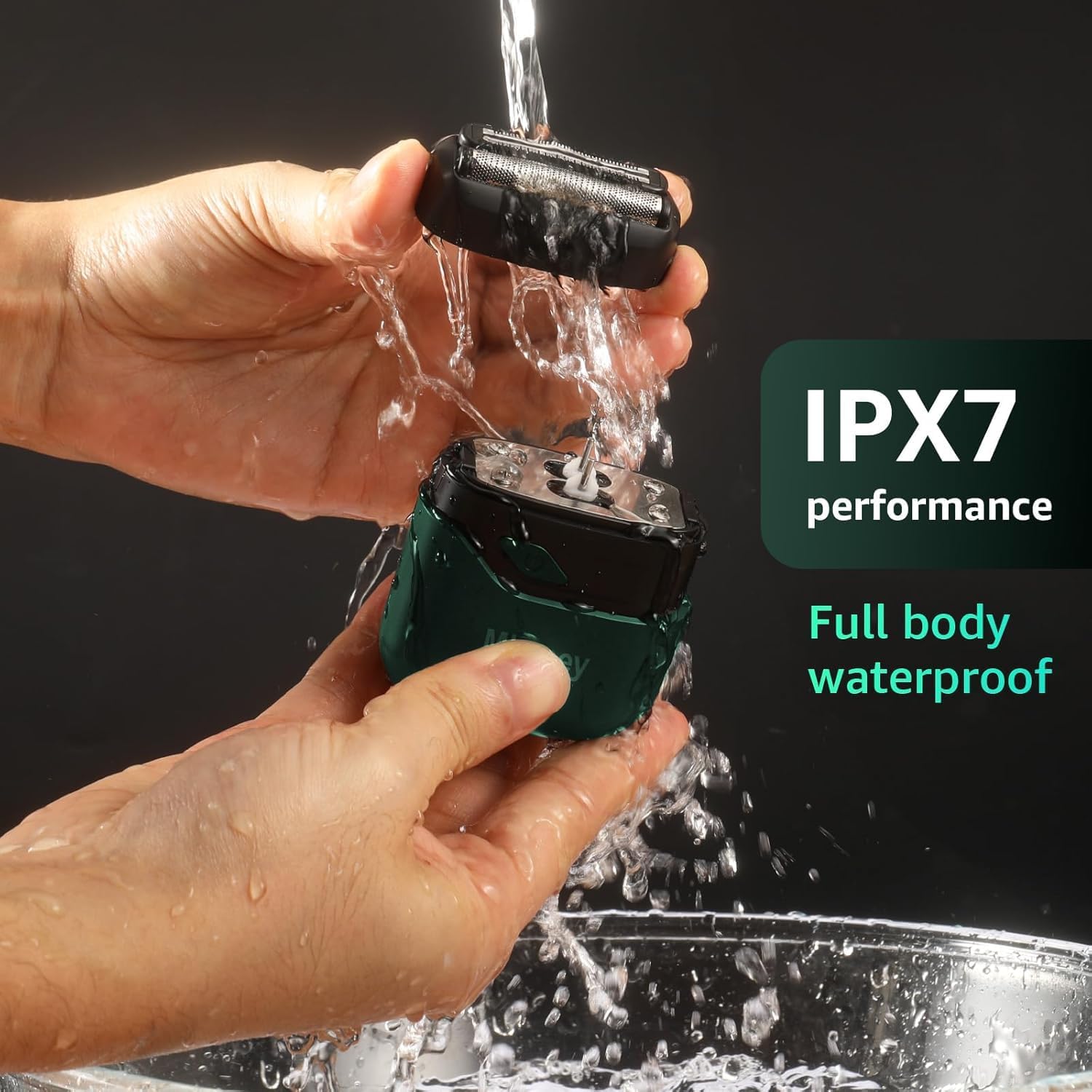Thumbnail 5 de Electric Foil Shaver for Men (Emerald Green) — Mini Cordless Wet/Dry Razor with IPX7 and USB-C