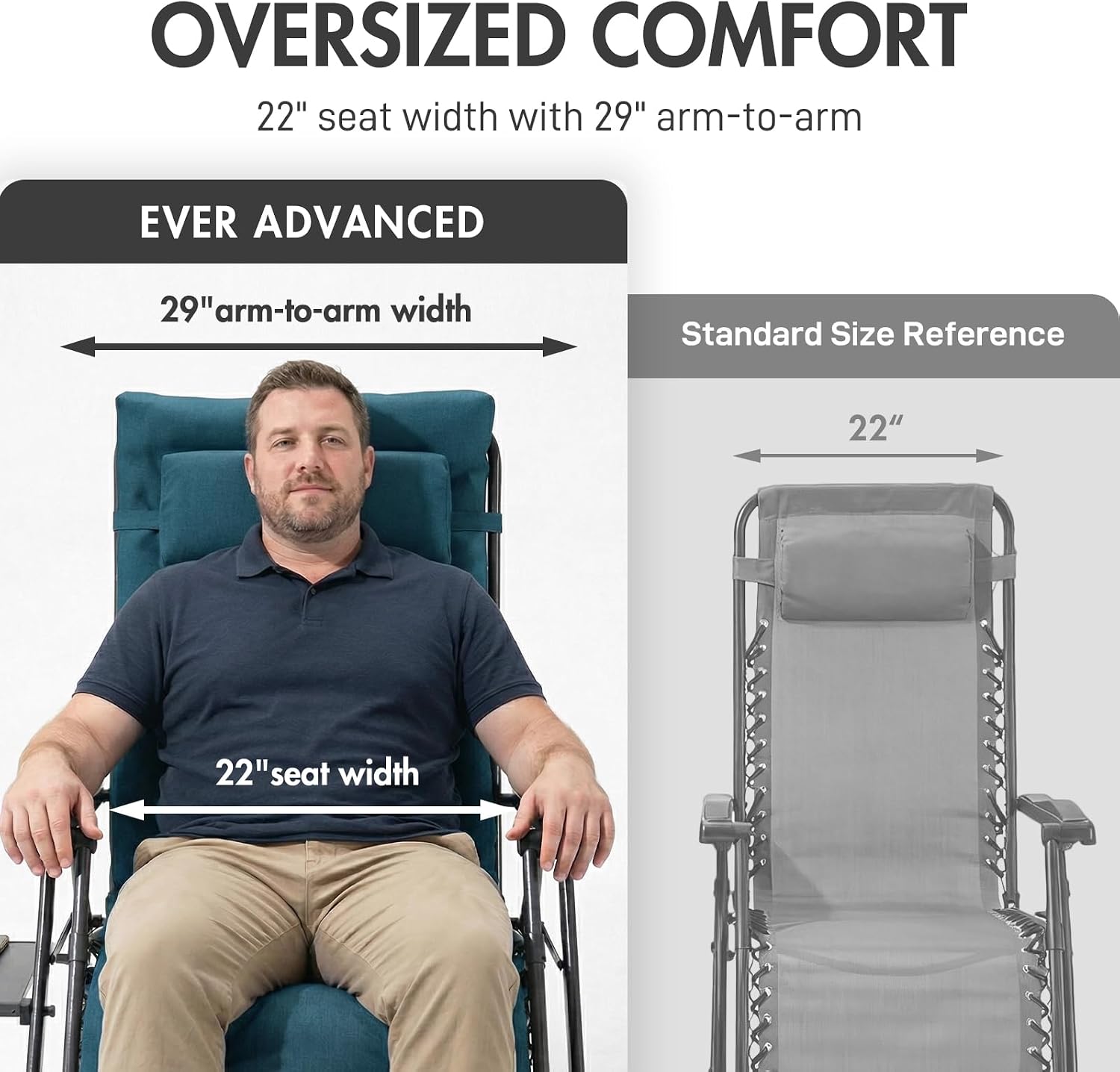 Detalle 1 de EVER ADVANCED Zero Gravity Chair, 2.4-inch Padded