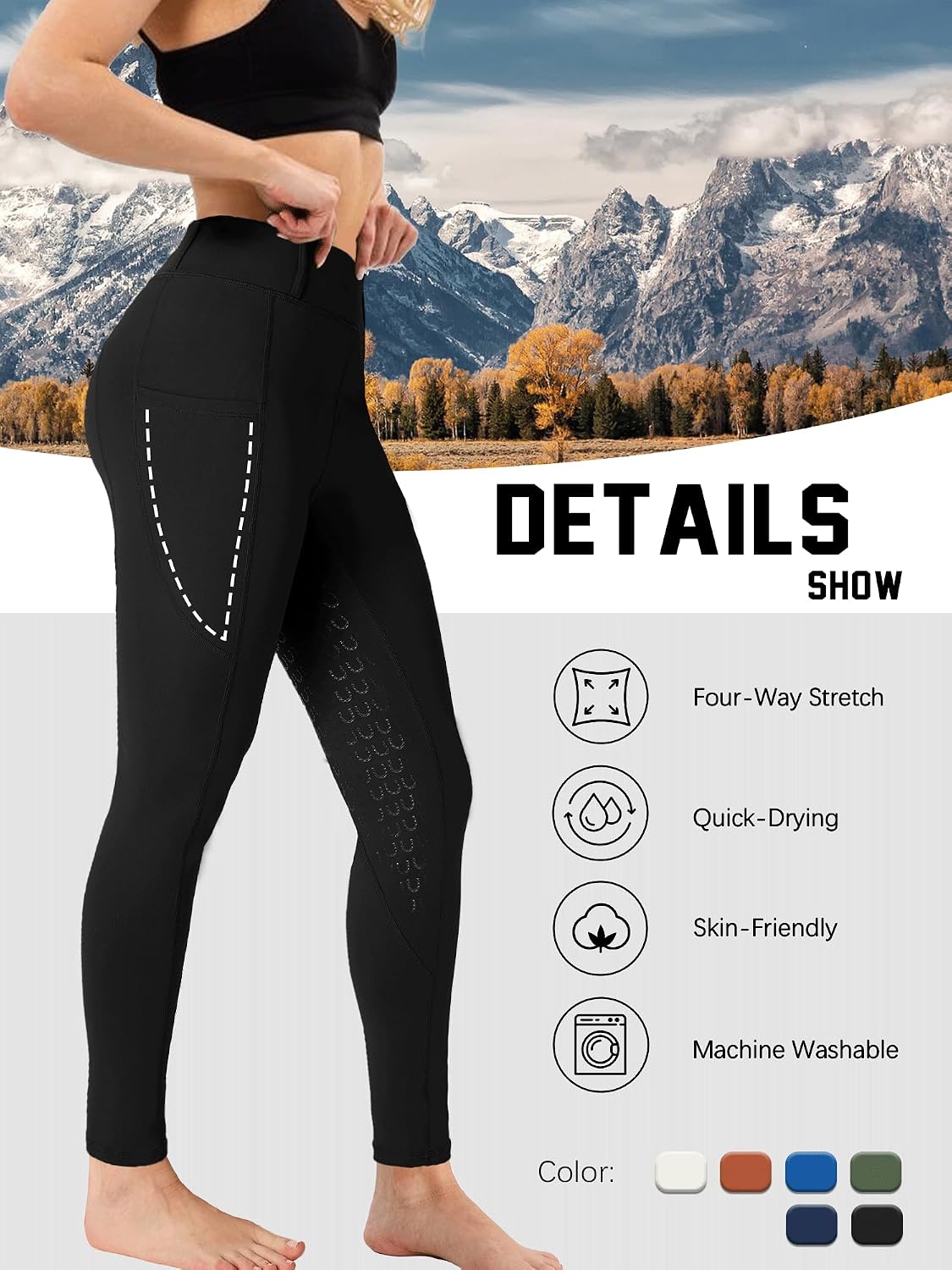 Detalle 1 de Damen-Reitleggings Silikon-Grip Vollbesatz