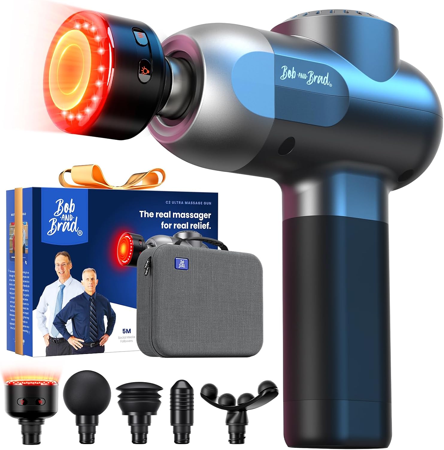 Detalle de BOB AND BRAD C2 Ultra Massage Gun with Heat & Red LED Therapy Head