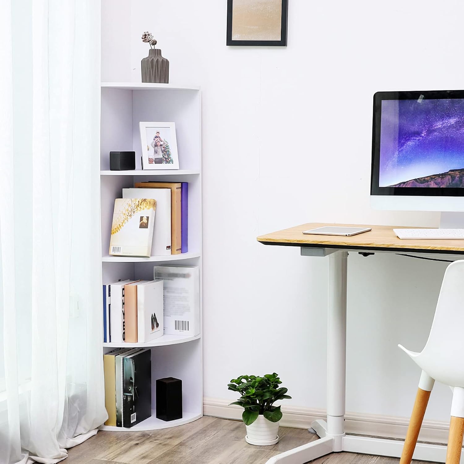 Detalle 2 de VASAGLE CUSTOS Collezione – Libreria Angolare a 4 Livelli, design bianco, robusta e pratica