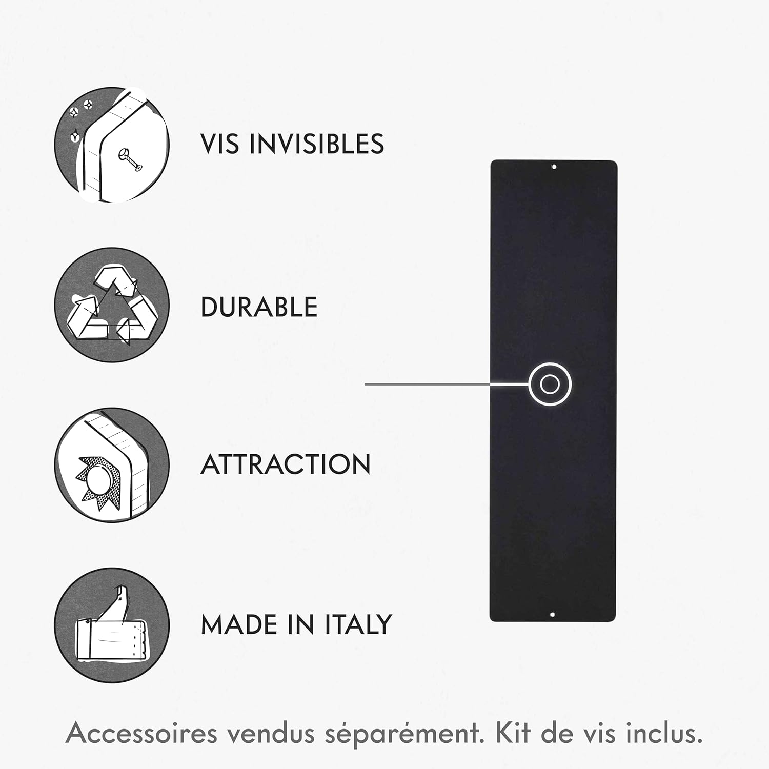 Thumbnail 1 de KalaMitica Tableau Magnétique Mural en Acier – Écrivable à la Craie, Noir Anthracite 14x50x0,12 cm