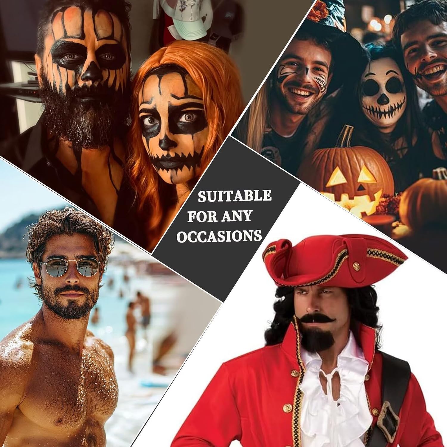 Detalle 1 de YOROSTAR フェイクヒゲ 人毛100%の口ひげ・ヤギひげ風 ハロウィン・コスプレ用