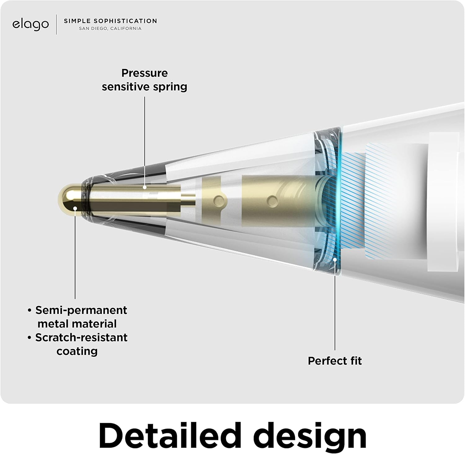 Detalle de elago 2 packs de pointes de crayon en métal de remplacement pour Apple Pencil Pro / 1re-2e génération / USB-C