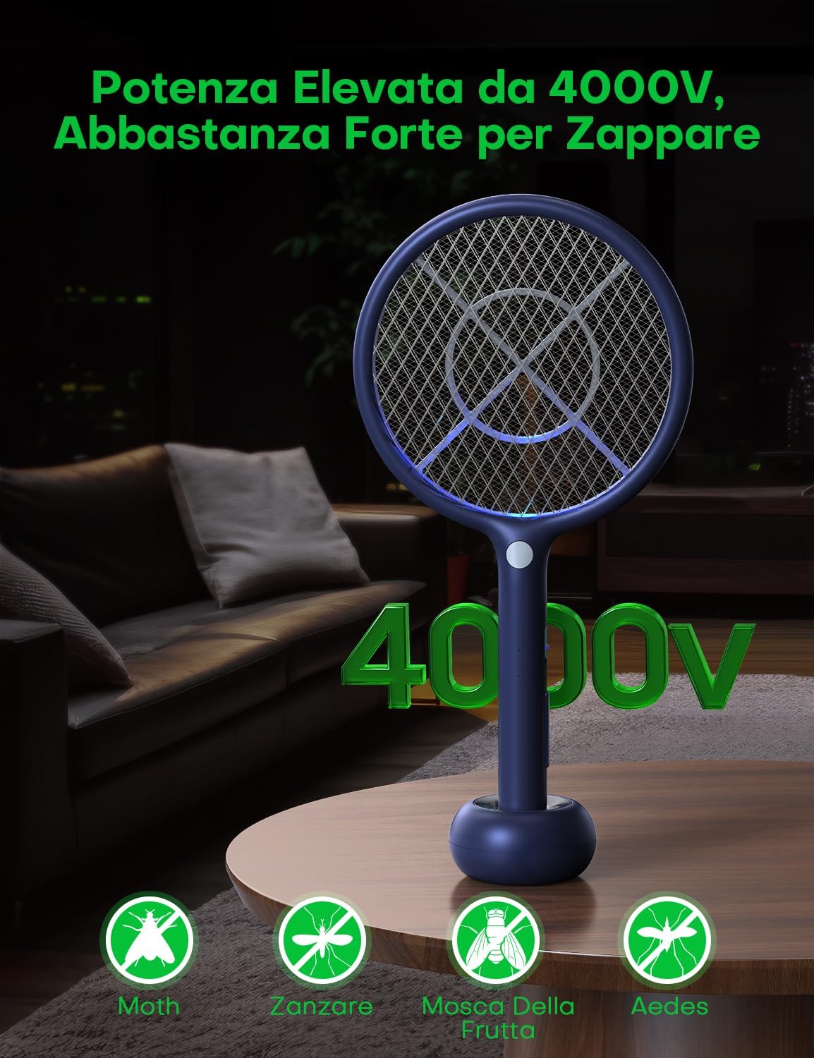 Thumbnail 1 de AROEVE Racchetta Zanzare Elettrica 4000V, 1200mAh