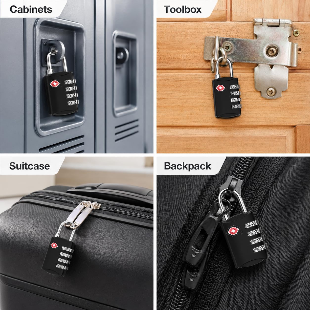 Detalle 2 de Diyife TSA Luggage Locks (2 Pack) 4-Digit Combination Padlocks – Black