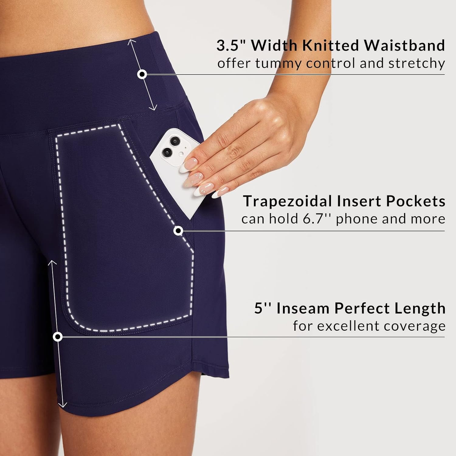 Thumbnail 2 de baleaf Women’s 5" High-Waisted Swim Shorts with Tummy Control and V-Slit Design