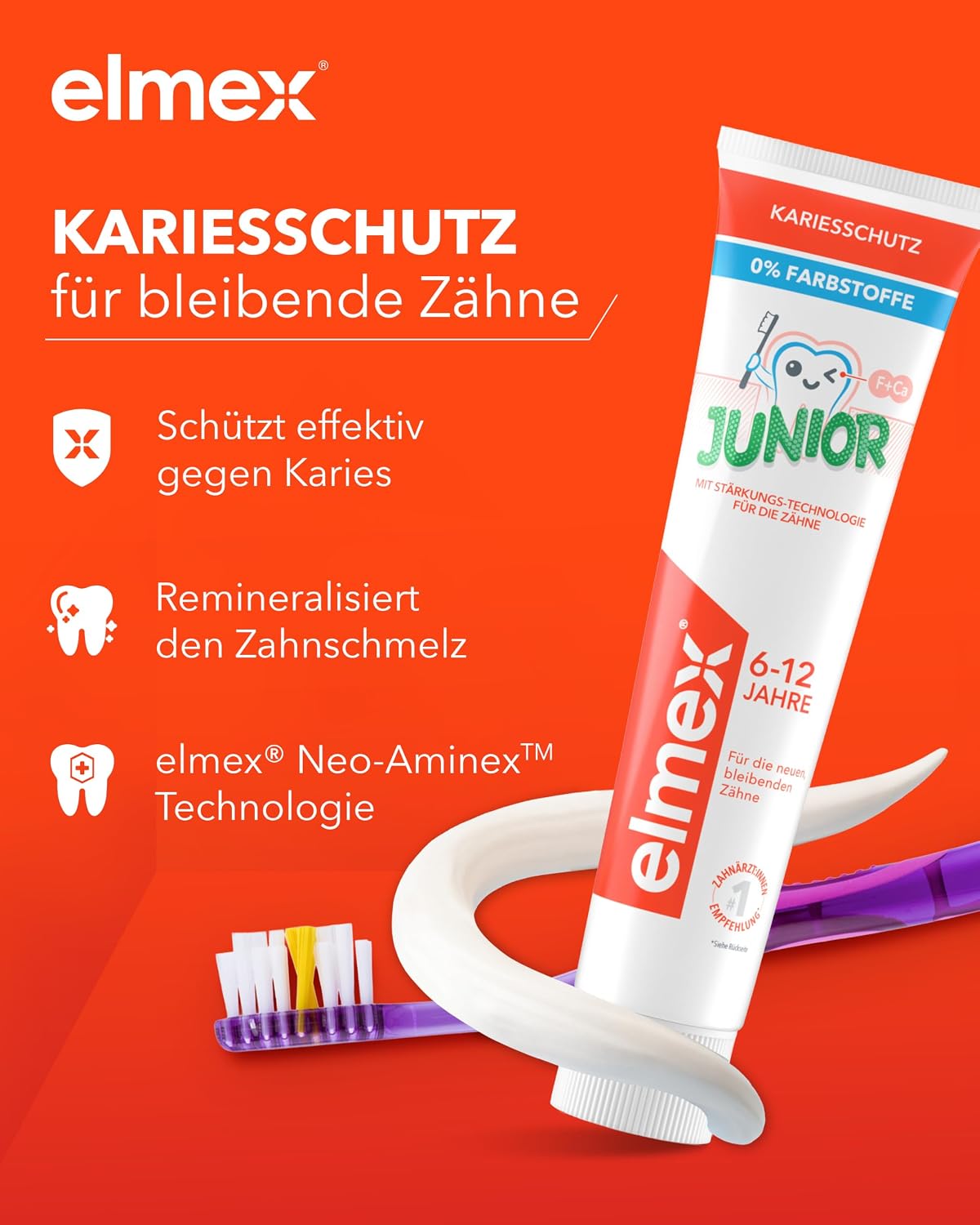 Thumbnail 3 de elmex JUNIOR Zahnpasta 6-12 Jahre – Schutz für bleibende Zähne