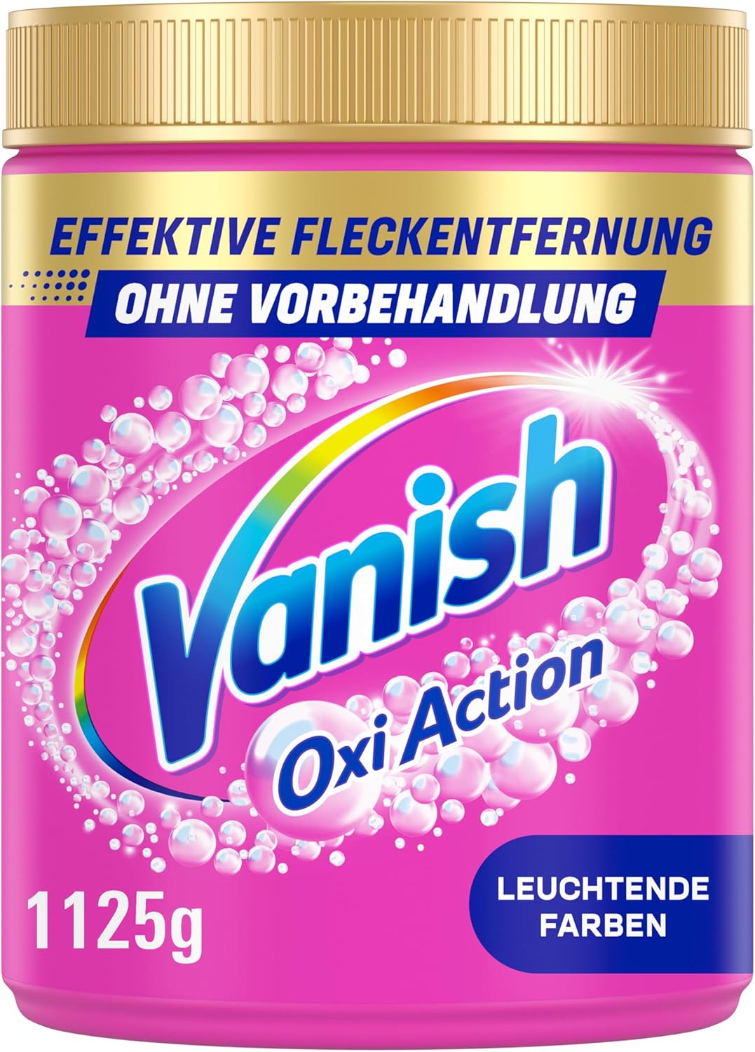 Detalle de Vanish Oxi Action Pulver Pink 1 x 1,125 kg – Fleckenentferner & Wäsche-Booster für bunte Wäsche ohne Chlor