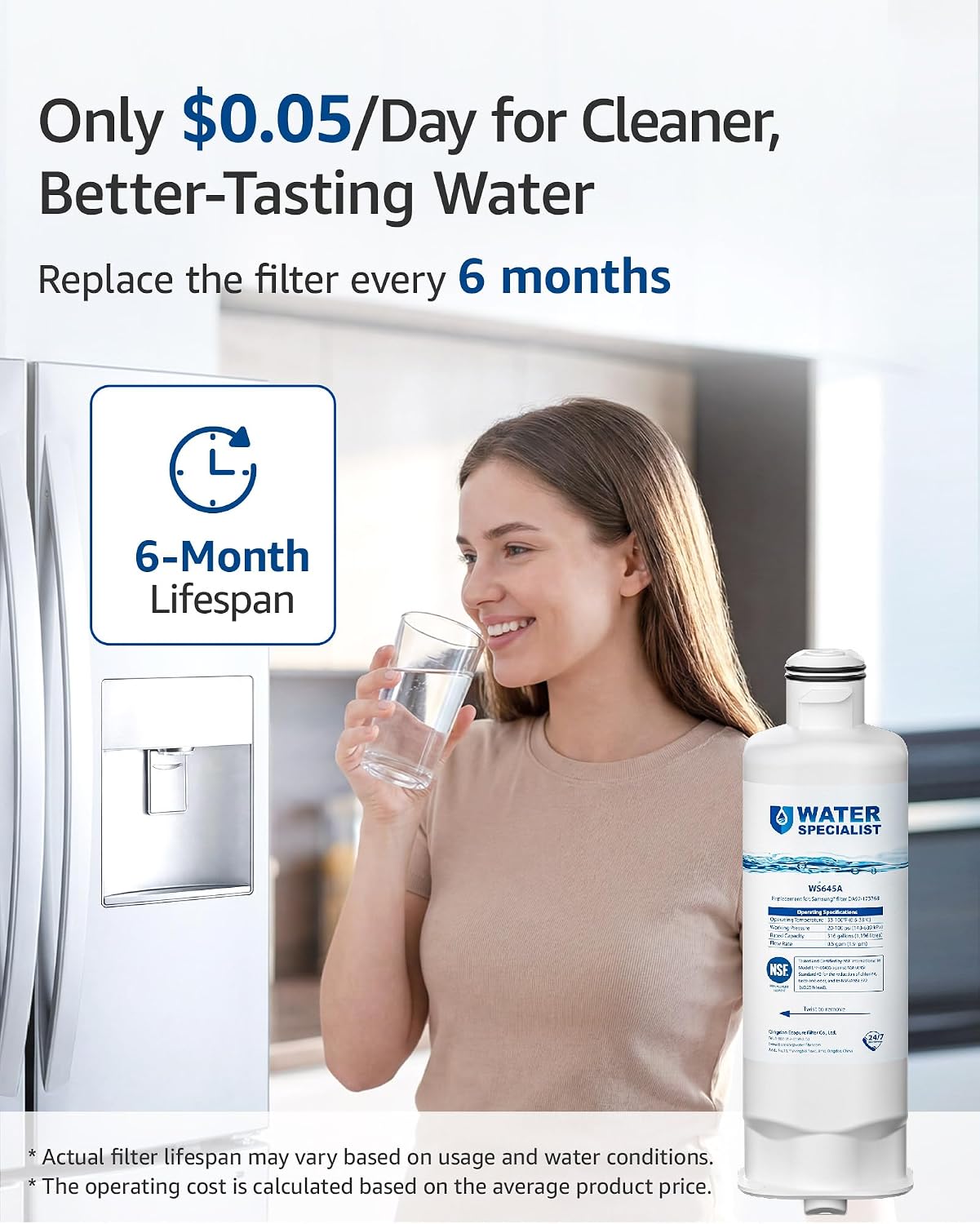 Thumbnail 6 de Waterspecialist WS645A Refrigerator Water Filter (3 Pack) – Compatible Replacement with Coconut Shell Carbon Block