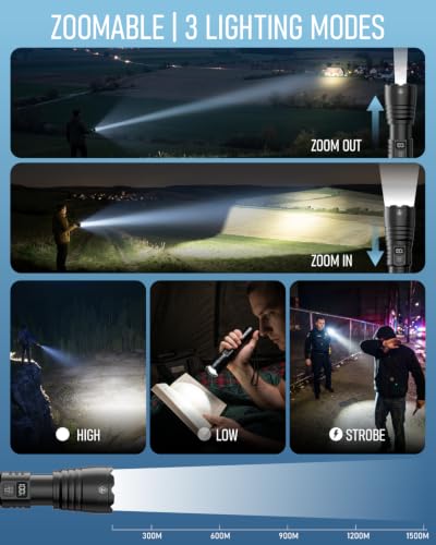Detalle 2 de SeaTrail Rechargeable LED Torch with LCD, Zoom Focus and IPX7 Rating