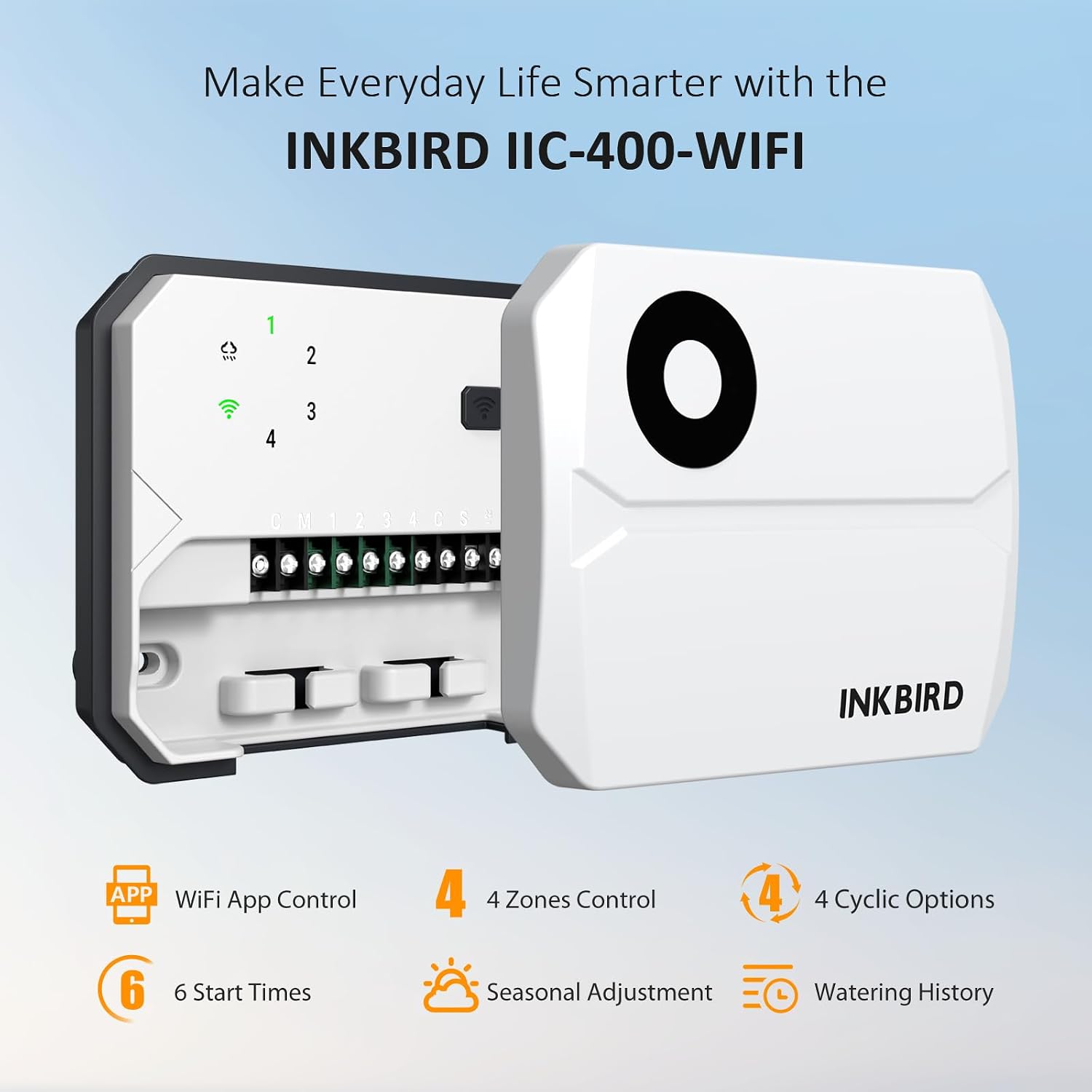 Detalle 2 de Inkbird IIC-400 centralina irrigazione 4 zone 🌱