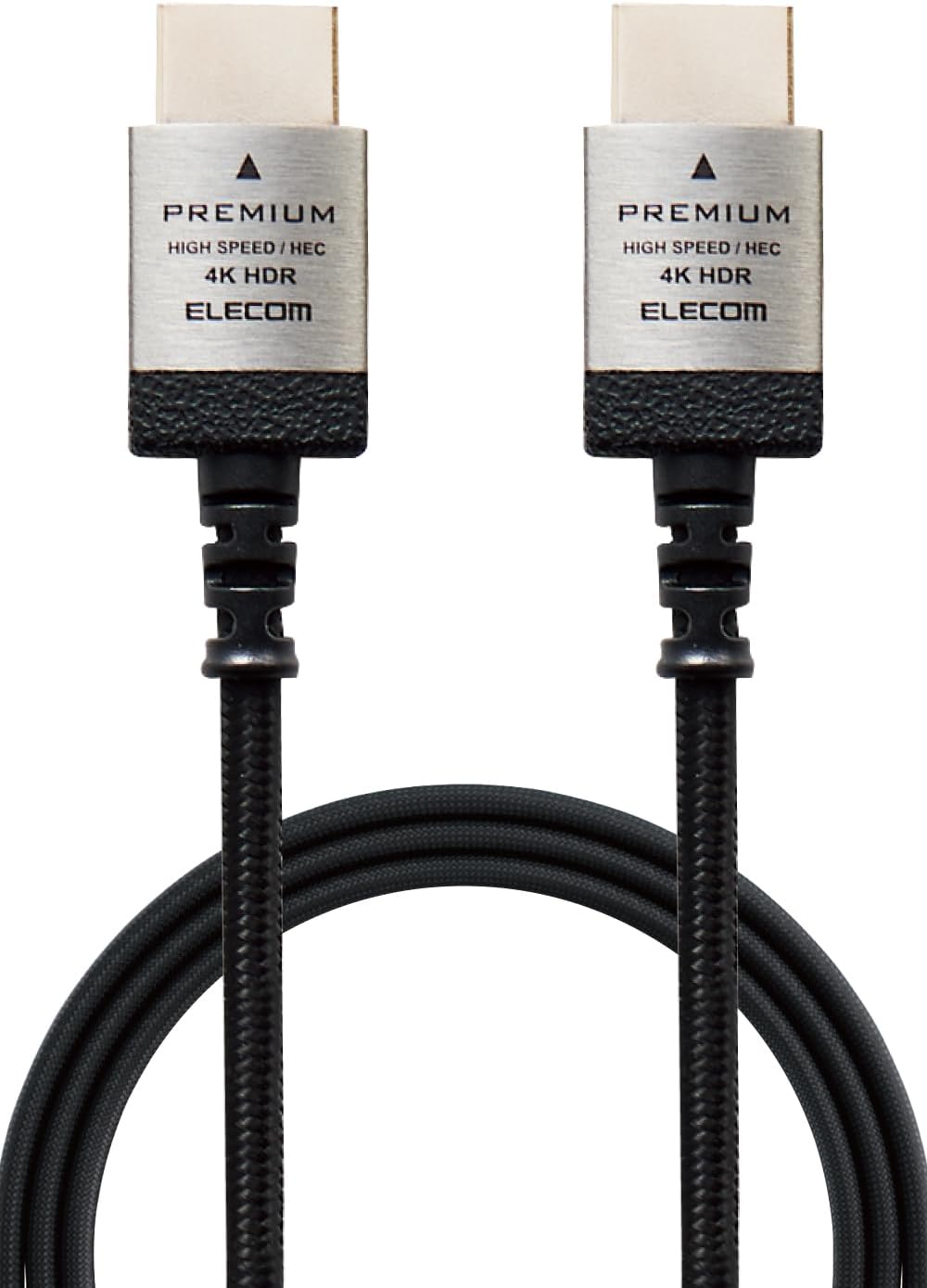 Detalle de エレコム DH-HDP14ES20SBK HDMIケーブル 2m 4K/60P・18Gbps対応 スリムナイロンメッシュ