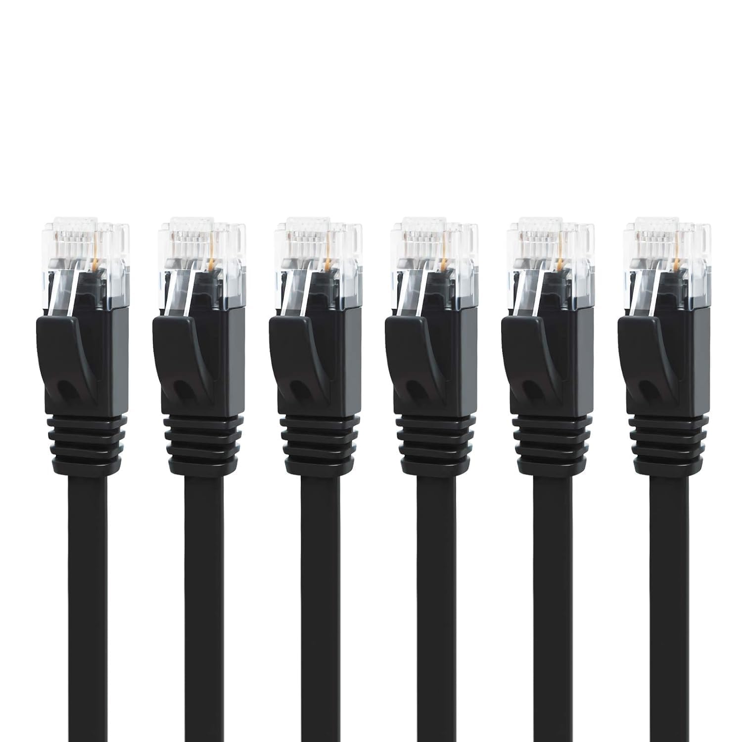 Detalle de Yauhody CAT 6 Ethernet Cable 5m (6-pack, Black) – RJ45 Gigabit LAN patch leads for router, TV & gaming