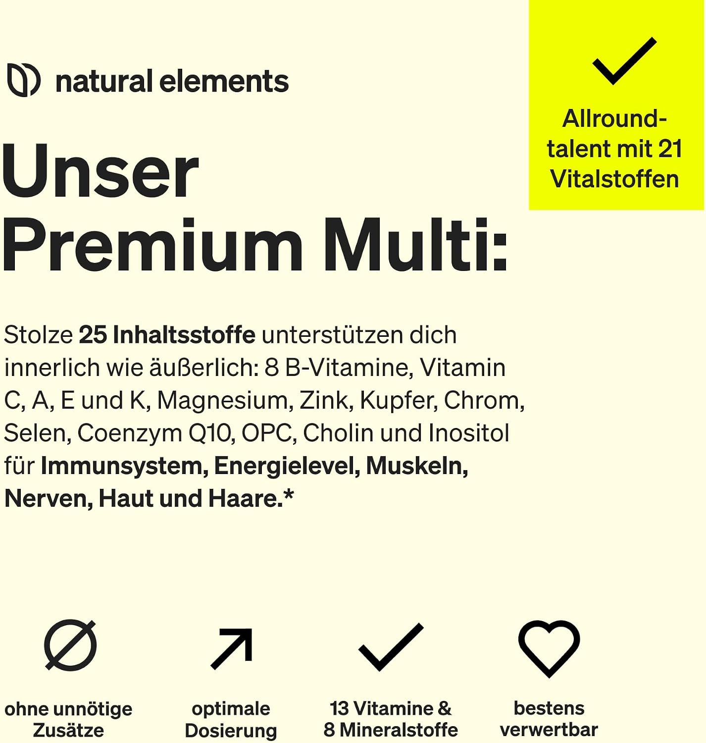 Detalle de natural elements Premium Multivitamin 180 Kapseln