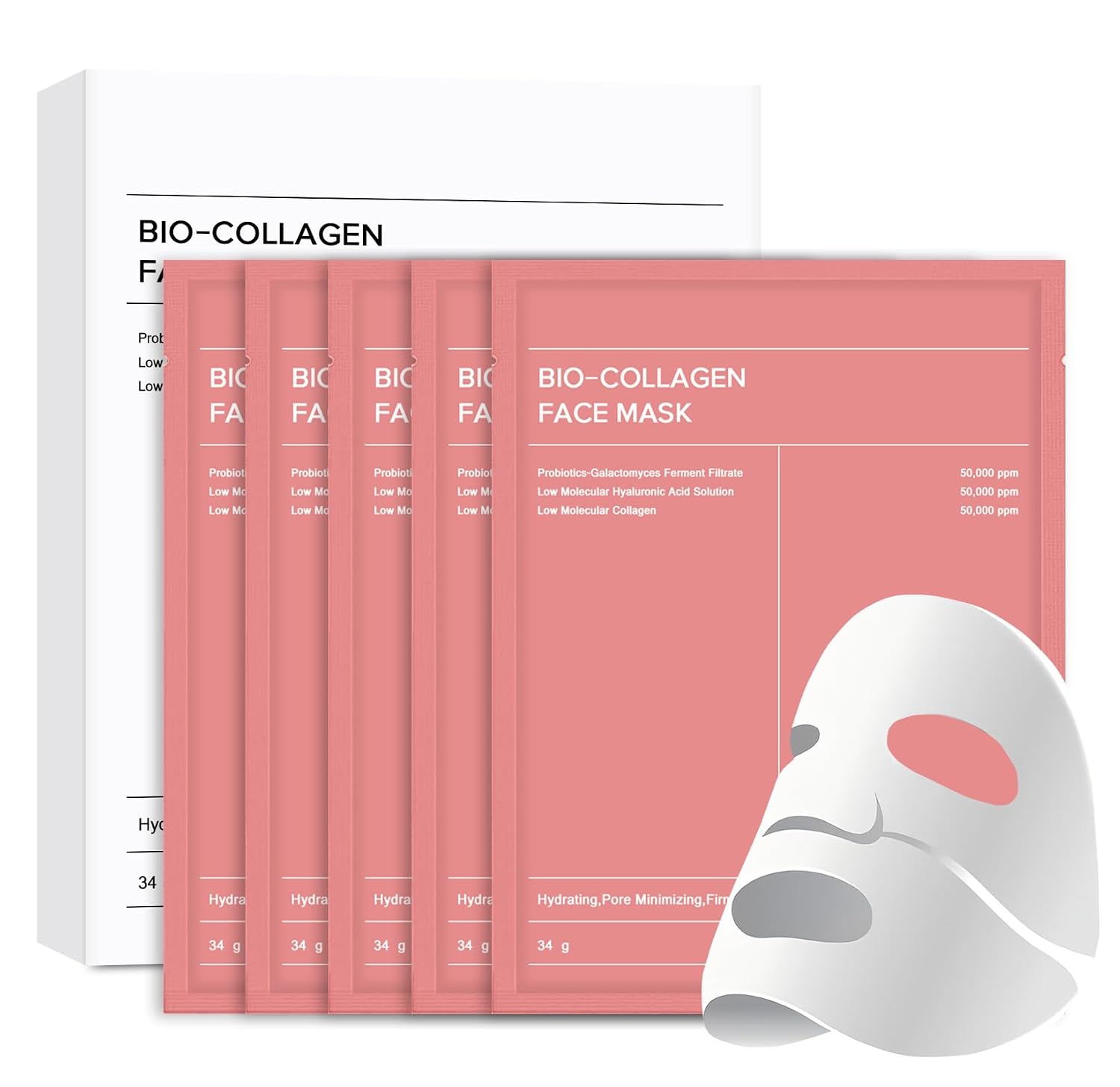 Detalle de Bio-Kollagen-Maske (5 Stück) – Tiefenfeuchtigkeitsmaske für die Nacht mit Anti-Aging-Fokus
